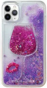 3D Wine Glass Liquid Glitter iPhone Case
